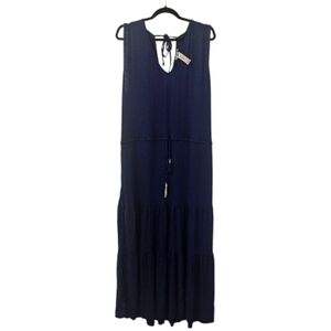 Blue Tommy Bahama Women's Slub Knit V-Neck Tiered Maxi Dress